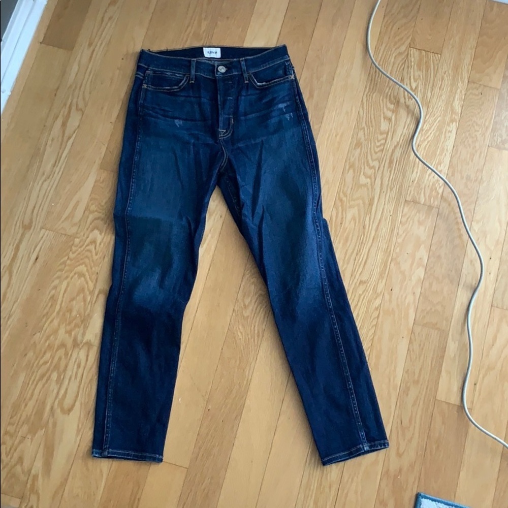 Hudson button fly straight leg ankle jean